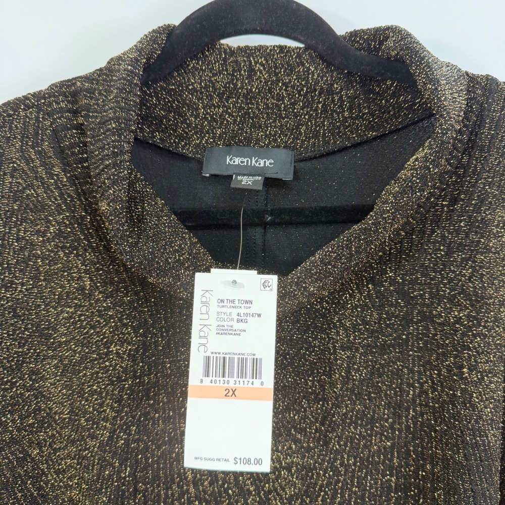 Karen Kane‎ On The Town Turtle Neck Metallic Knit Top 2X NWT Quiet Luxury - Picture 2 of 9